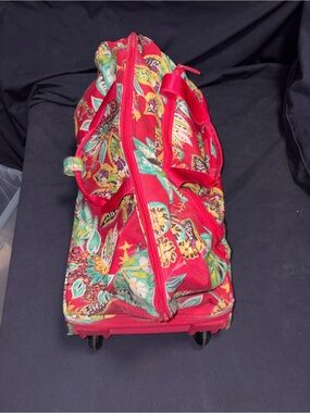 Vera Bradley Red Floral Rolling Travel Bag